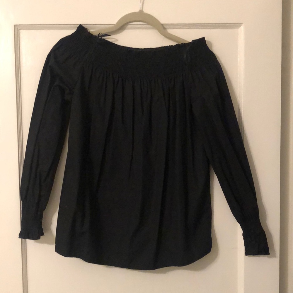 Zara Black Cotton Off the Shoulder Blouse